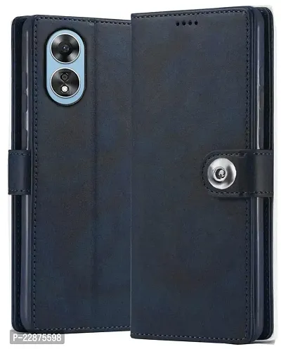 Fastship Cases Leather Finish Flip Cover for Oppo CPH2565  Oppo A78 4G  Inside Back TPU  Stand  Wallet Button Magnetic Closure for Oppo A78 4G  Navy Blue-thumb2