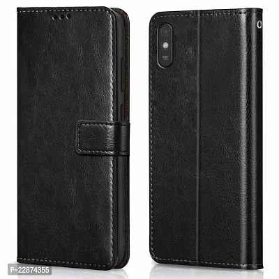 Coverage Leather Finish Inside TPU Back Case Wallet Stand Magnetic Closure Flip Cover for Mi REDMI 9A  Venom Black-thumb0