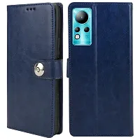 Fastship Cover Infinix Note 11 Flip Cover  Wallet Stylish Button Magnetic Closure Book Cover Leather Flip Case for Infinix Note 11  Blue-thumb1