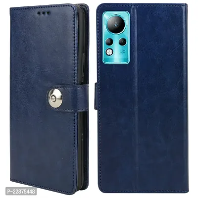 Fastship Cover Infinix Note 11 Flip Cover  Wallet Stylish Button Magnetic Closure Book Cover Leather Flip Case for Infinix Note 11  Blue-thumb2