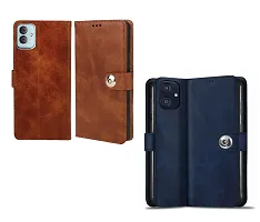 Fastship Combo 2 Flip Cover for Samsung SM-M136BL / M13 5G | Wallet Stylish Button Magnetic for Samsung GALAXY M13 5G - Brown / Blue-thumb1