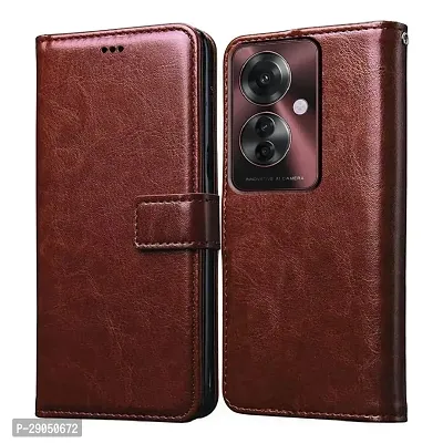 Fastship Vintage Magnatic Closer Matte Leather Flip Cover for OPPO CPH2603 / F25 Pro 5G - Tan Brown-thumb0