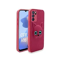 Coverage Colour Eye Cat Soft Kitty Case Back Cover for Oppo A16  Faux Leather Finish 3D Pattern Cat Eyes Case Back Cover Case for Oppo CPH2269  Oppo A16  Pink-thumb1