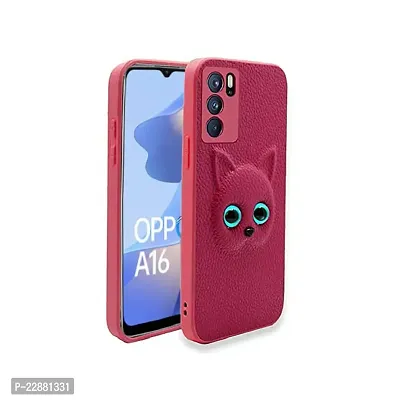 Coverage Colour Eye Cat Soft Kitty Case Back Cover for Oppo A16  Faux Leather Finish 3D Pattern Cat Eyes Case Back Cover Case for Oppo CPH2269  Oppo A16  Pink-thumb2