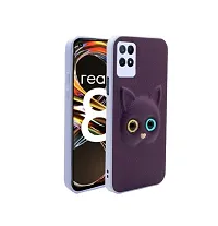 Coverage Coloured 3D POPUP Billy Eye Effect Kitty Cat Eyes Leather Rubber Back Cover for Oppo Realme 8i  Purple-thumb1