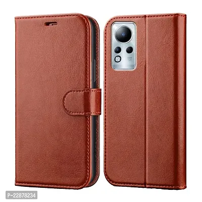 Fastship Vintage Magnatic Closer Leather Flip Cover for Infinix X663C  Note 12  Executive Brown