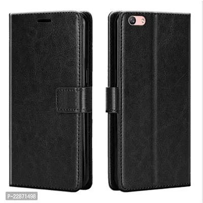 Fastship Cover Vintage Magnatic Closer Leather Flip Cover for Oppo CPH1701  A57 2016  Venom Black-thumb0