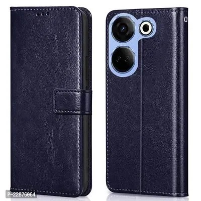 Fastship Cases Vintage Magnatic Closer Leather Flip Cover for Tecno CK6  Camon 20  Cobalt Blue-thumb2