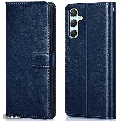 Fastship Case Vintage Magnatic Closer Leather Flip Cover for Samsung M14 5G  SM M146B  Navy Blue-thumb0