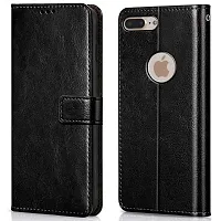 Fastship Vintage Magnatic Button Case Inside Build Back TPU Stand View Lether Flip Cover for Apple I Phone 8Plus  Black-thumb1