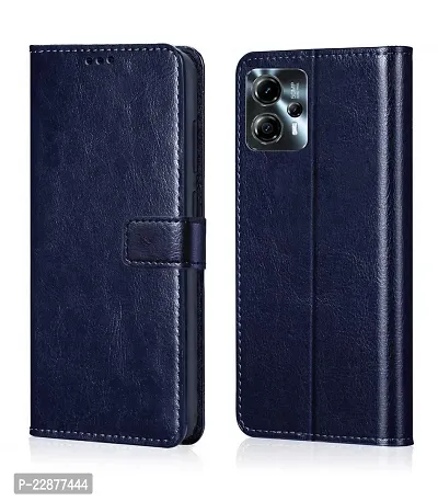 Fastship Cover Case Faux Leather Wallet with Back Case TPU Build Stand  Magnetic Closure Flip Cover for Motorola G13  Navy Blue-thumb0