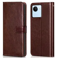 Fastship Vintage Magnatic Closer Leather Flip Cover for Realme RMX3506  50i Prime  Executive Brown-thumb1