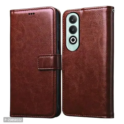 Fastship Vintage Magnatic Closer Matte Leather Flip Cover for OnePlus CPH2613 /Nord CE4 - Tan Brown-thumb0