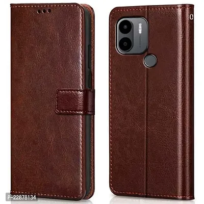 Fastship Cases Leather Finish Inside TPU Wallet Stand Magnetic Closure Flip Cover for MI Poco C51  Executive Brown-thumb0