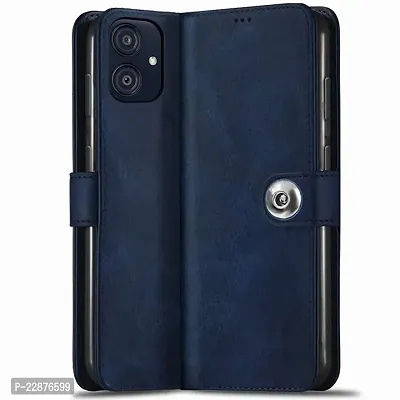 Fastship Case Leather Finish Flip Cover for Samsung A04  SM A042F  Inside Back TPU  Stand  Wallet Button Magnetic Closure for Samsung Galaxy A04  Navy Blue-thumb2