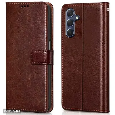 Fastship Leather Finish Inside TPU Wallet Stand Magnetic Closure Flip Cover for Samsung Galaxy F34 5G  Executive Brown