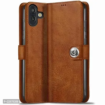 Fastship Samsung Galaxy A04 Flip Cover  Full Body Protection  Inside Pockets  Stand  Wallet Stylish Button Magnetic Closure Book Cover Leather Flip Case for Samsung Galaxy A04  Executive Brown-thumb0