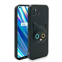 Fastship Coloured 3D POPUP Billy Eye Effect Kitty Cat Eyes Leather Rubber Back Cover for Infinix Hot 11  Pitch Black-thumb1