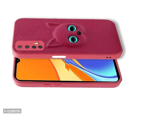 Coverage Coloured 3D POPUP Billy Eye Effect Kitty Cat Eyes Leather Rubber Back Cover for Realme Narzo 20 Pro  Baby Pink