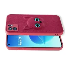 Fastship Coloured 3D POPUP Billy Eye Effect Kitty Cat Eyes Leather Rubber Back Cover for Oppo Reno7 5G  Baby Pink-thumb1