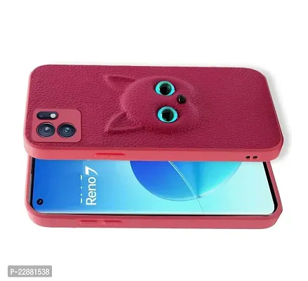 Fastship Coloured 3D POPUP Billy Eye Effect Kitty Cat Eyes Leather Rubber Back Cover for Oppo Reno7 5G  Baby Pink-thumb2