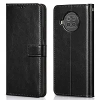 Fastship Vintage Magnatic Button Case Inside Build Back TPU Stand View Lether Flip Cover for Xiaomi Mi 10i 5G  Black-thumb1