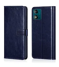 Fastship Case Vintage Magnatic Closer Leather Flip Cover for Motorola Moto E13  Cobalt Blue-thumb1