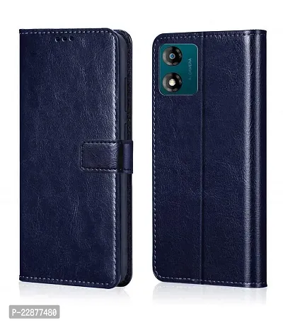 Fastship Case Vintage Magnatic Closer Leather Flip Cover for Motorola Moto E13  Cobalt Blue-thumb2