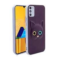 Coverage Colour Eye Cat Soft Kitty Case Back Cover for Samsung Galaxy M02s  Faux Leather Finish 3D Pattern Cat Eyes Case Back Cover Case for Samsung M02s  SM M025F  Jam Purple-thumb1