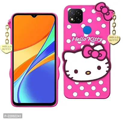 Coverage Silicon Hello Kitty Design with Pendant Soft Case Back Cover for Mi Redmi9  9Activ  Poco c31 9c  Pink-thumb2