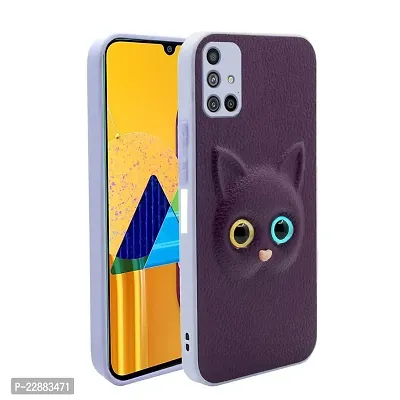 Fastship Colour Eye Cat Soft Kitty Case Back Cover for Samsung Galaxy M31s  Faux Leather Finish 3D Pattern Cat Eyes Case Back Cover Case for Samsung M31s  SM M317F  Jam Purple