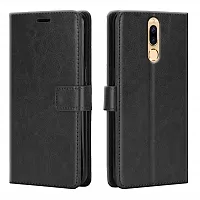 Fastship Vintage Magnatic Button Case Inside Build Back TPU Stand View Lether Flip Cover for Honor 9i  RNE L22  Black-thumb1