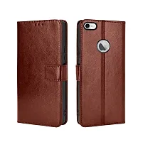 Fastship Vintage Magnatic Button Case Inside Build Back TPU Stand View Lether Flip Cover for Apple I Phone 8  Brown-thumb1