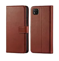 Fastship Vintage Magnatic Closer Leather Flip Cover for Poco MZB07RLIN  Poco C 3  Executive Brown-thumb1