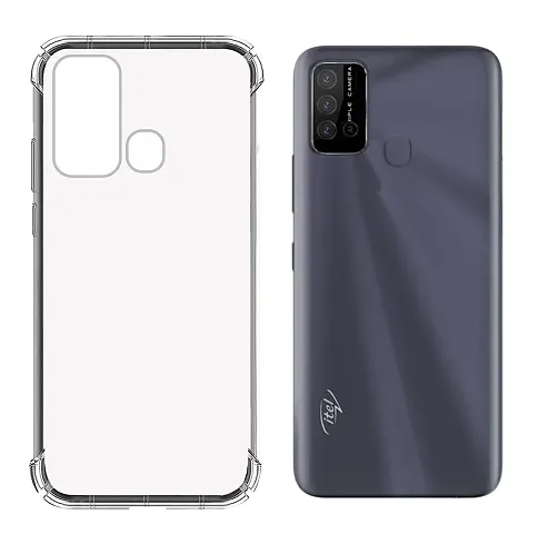 RRTBZ Soft Flexible Silicone Back Cover Itel Vision 2, Transparent Case + Screen Guard