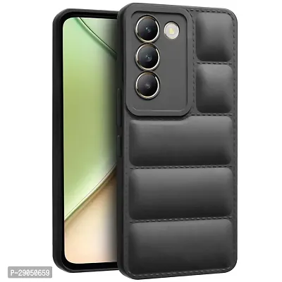 Fastship Matte Soft Case | Liquid Silicon Puff Case Back Cover for Vivo V2336 / Vivo Y200e -5G - Black-thumb2