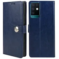 Fastship Cover Infinix Note 10 Flip Cover  Wallet Stylish Button Magnetic Closure Book Cover Leather Flip Case for Infinix Note 10  Blue-thumb1