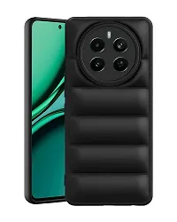 Fastship Matte Soft Case | Liquid Silicon Puff Case Back Cover for Realme 12Pro 5G - RMX3842 - Black-thumb1