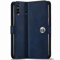 Fastship Leather Finish Flip Cover for Honor 10i  Inside Back TPU  Stand  Wallet Button Magnetic Closure for Huawei Honor 10i  Navy Blue-thumb1