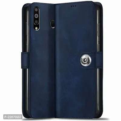 Fastship Leather Finish Flip Cover for Honor 10i  Inside Back TPU  Stand  Wallet Button Magnetic Closure for Huawei Honor 10i  Navy Blue-thumb2