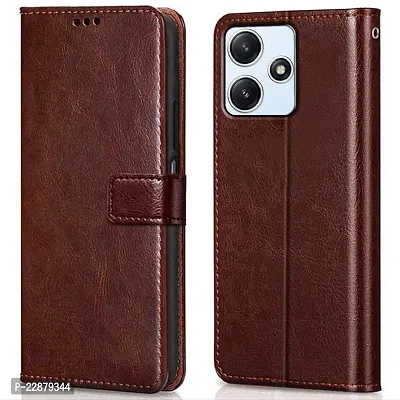 Fastship Leather Finish Inside TPU Wallet Stand Magnetic Closure Flip Cover for Poco M6 Pro 5G  Executive Brown-thumb0