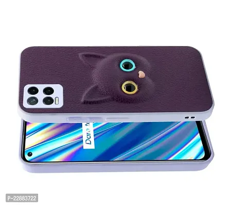Fastship Colour Eye Cat Soft Kitty Case Back Cover for Oppo Realme 8 Pro  Faux Leather Finish 3D Pattern Cat Eyes Case Back Cover Case for Realme RMX3081  Realme 8Pro  Jam Purple