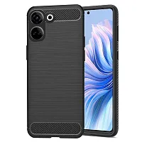 Fastship Cases Silicone Hybrid Rubber Case Back Cover for Tecno Camon 20  Black-thumb1