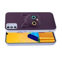 Coverage Coloured 3D POPUP Billy Eye Effect Kitty Cat Eyes Leather Rubber Back Cover for Samsung Galaxy M02s  Purple-thumb1