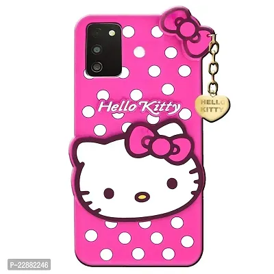 Coverage Rubber Hello Kitty with Pendant Case Back Cove for Samsung Galaxy A03s  Pink