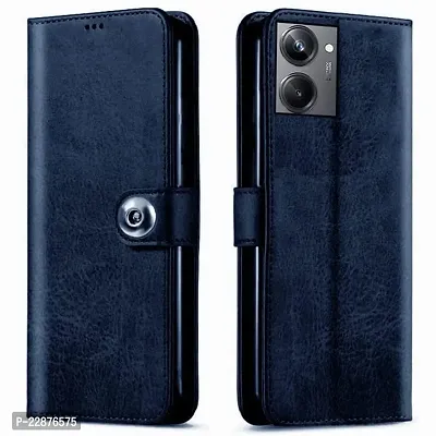 Fastship New Leather Finish Flip Cover for Realme RMX3630  Realme 10  Inside Back TPU  Stand  Wallet Button Magnetic Closure for Realme 10 4G  Navy Blue-thumb2