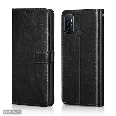 Coverage Leather Finish Inside TPU Wallet Back Case Stand Magnetic Closure Flip Cover for Oppo A33  Venom Black-thumb0