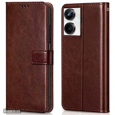 Fastship Cases Leather Finish Inside TPU Wallet Stand Magnetic Closure Flip Cover for Realme 10 4G  Executive Brown-thumb0