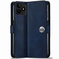 Fastship New Leather Finish Flip Cover for Realme RMX3762  Realme C53  Inside Back TPU  Stand  Wallet Button Magnetic Closure for Realme C53  Navy Blue-thumb1