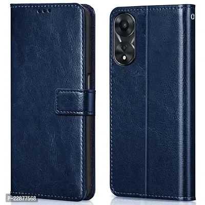 Fastship Case Vintage Magnatic Closer Leather Flip Cover for Oppo CPH2565  Oppo A78 4G  Cobalt Blue-thumb2